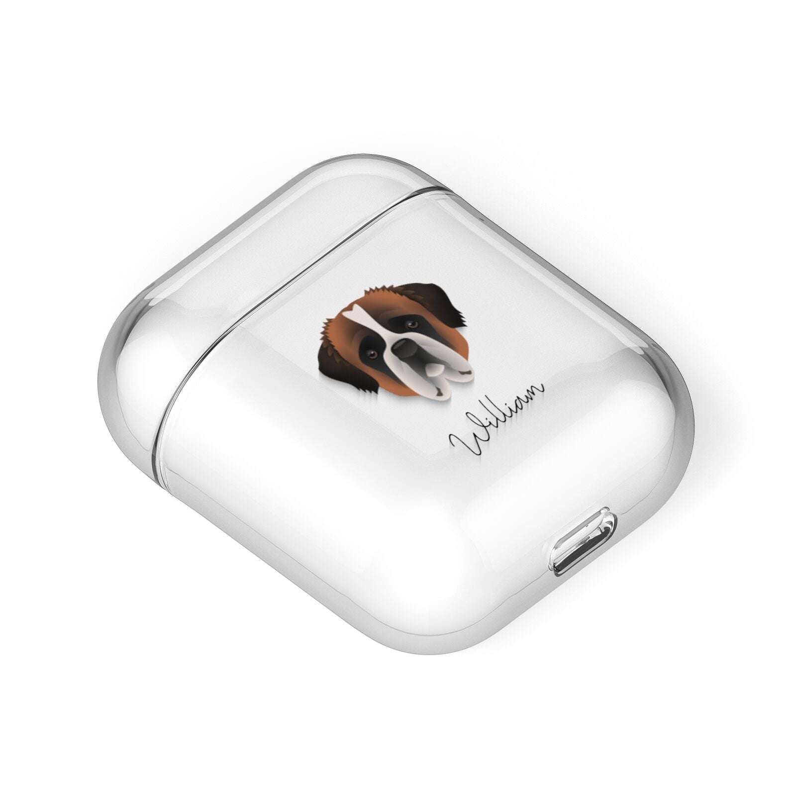 St Bernard Personalised AirPods Case Laid Flat