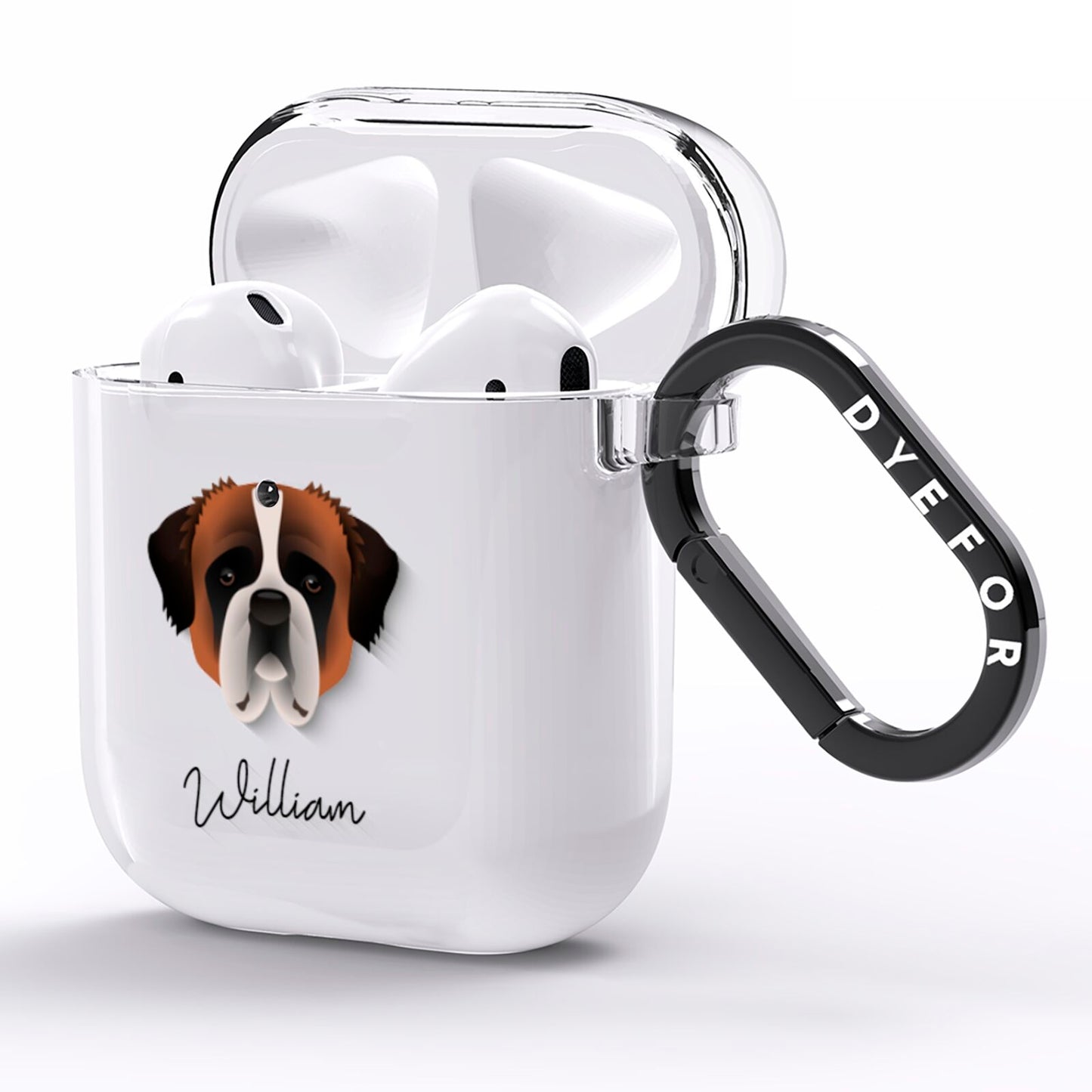 St Bernard Personalised AirPods Clear Case Side Image