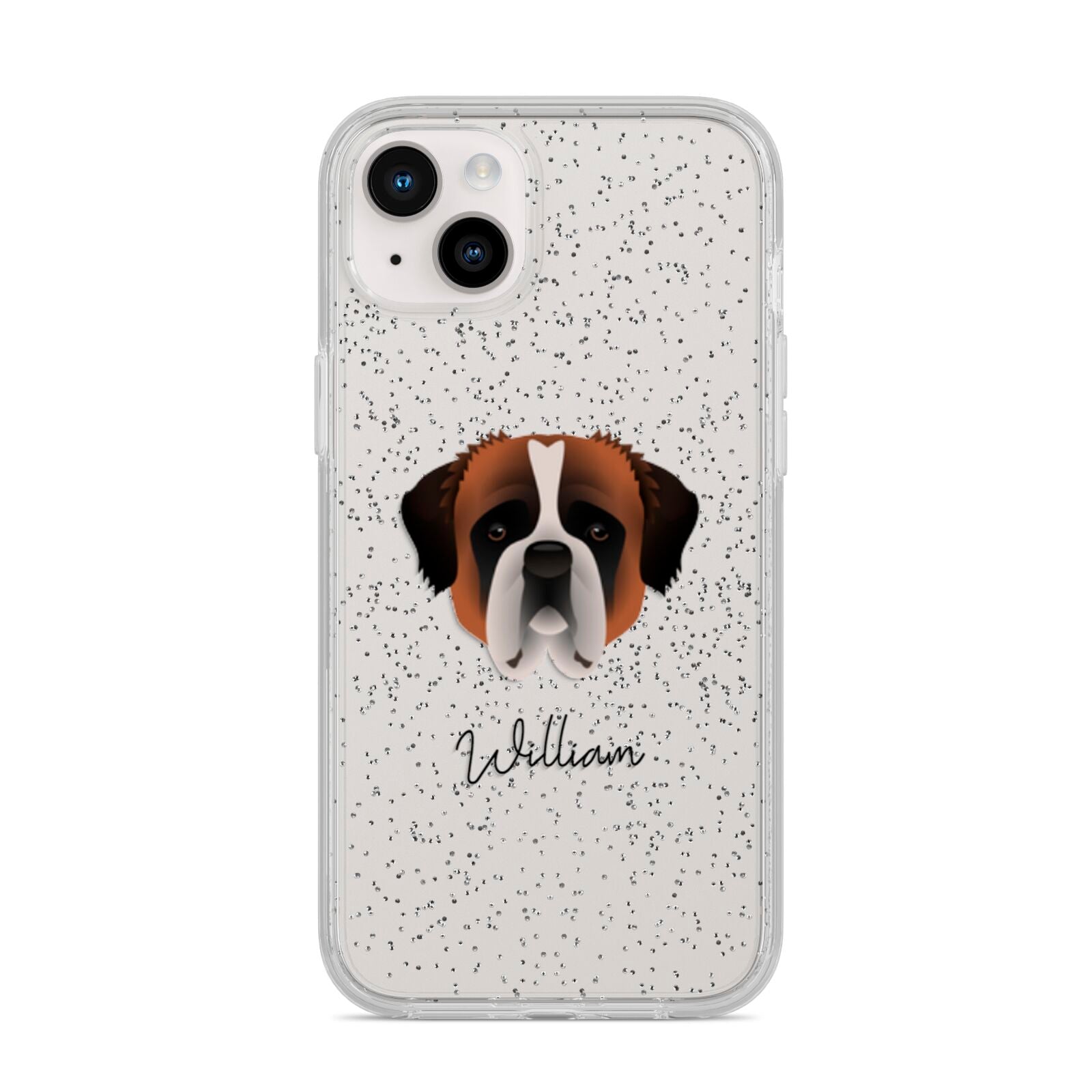St Bernard Personalised iPhone 14 Plus Glitter Tough Case Starlight