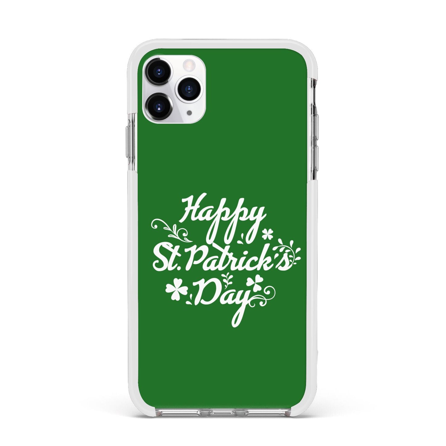 St Patricks Day Apple iPhone 11 Pro Max in Silver with White Impact Case
