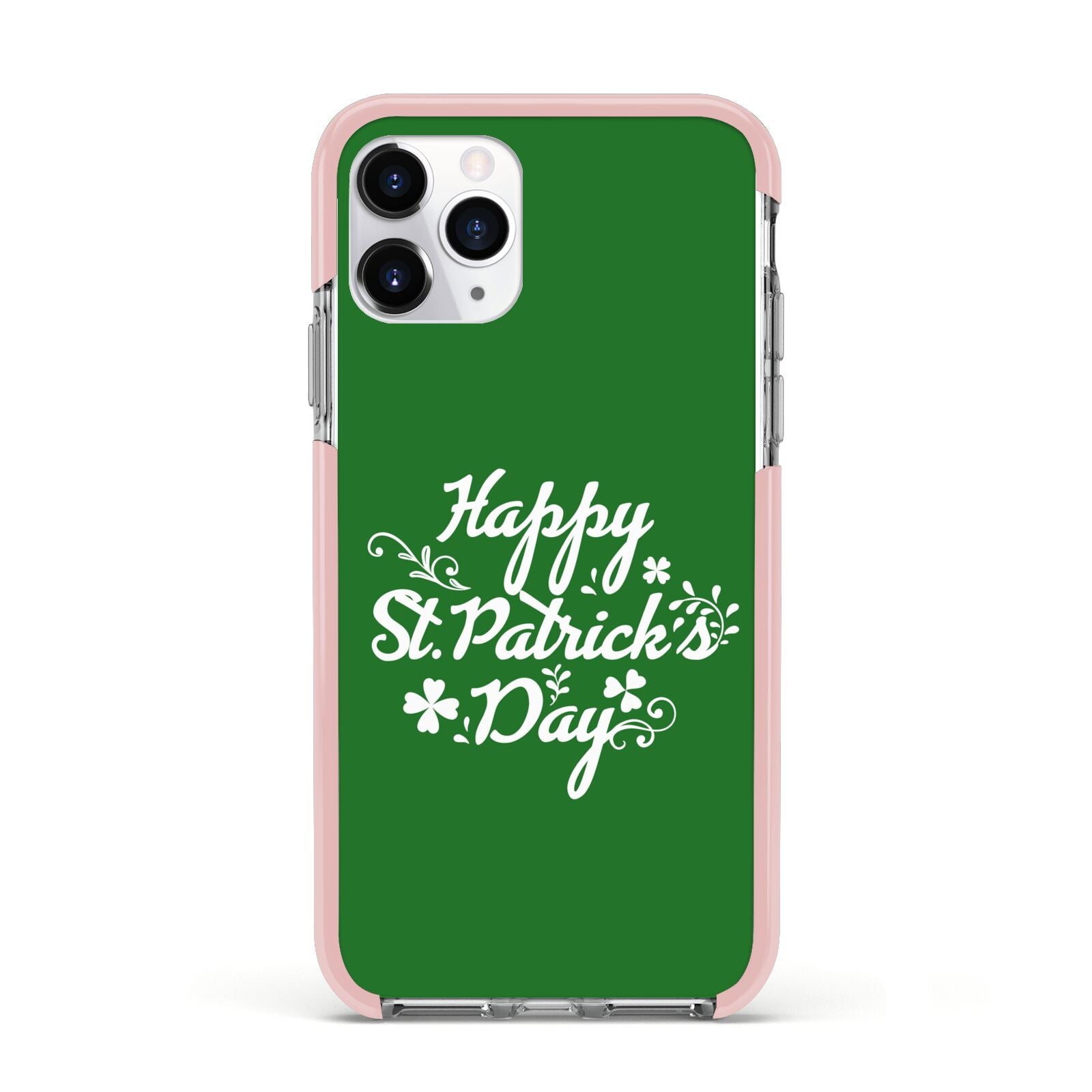 St Patricks Day Apple iPhone 11 Pro in Silver with Pink Impact Case