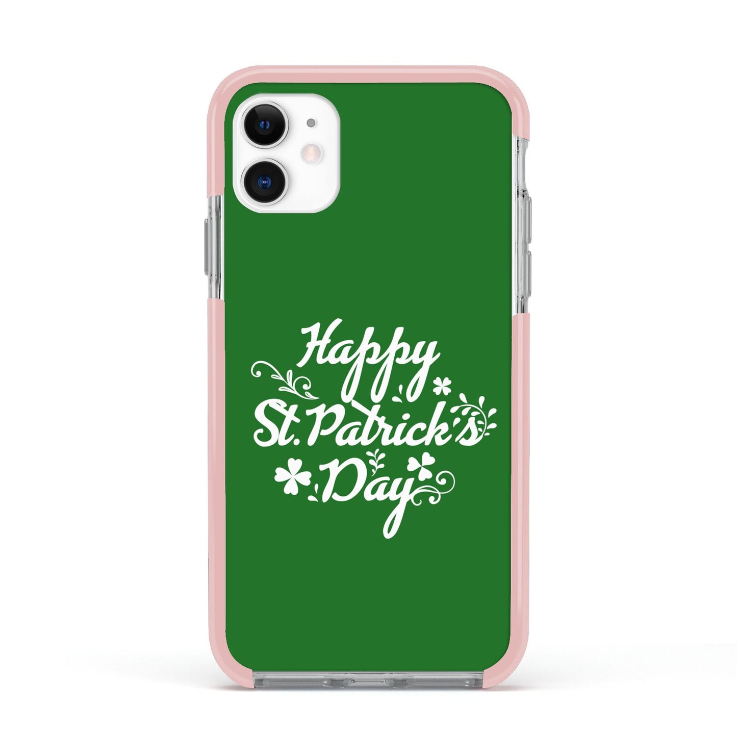 St Patricks Day Apple iPhone 11 in White with Pink Impact Case