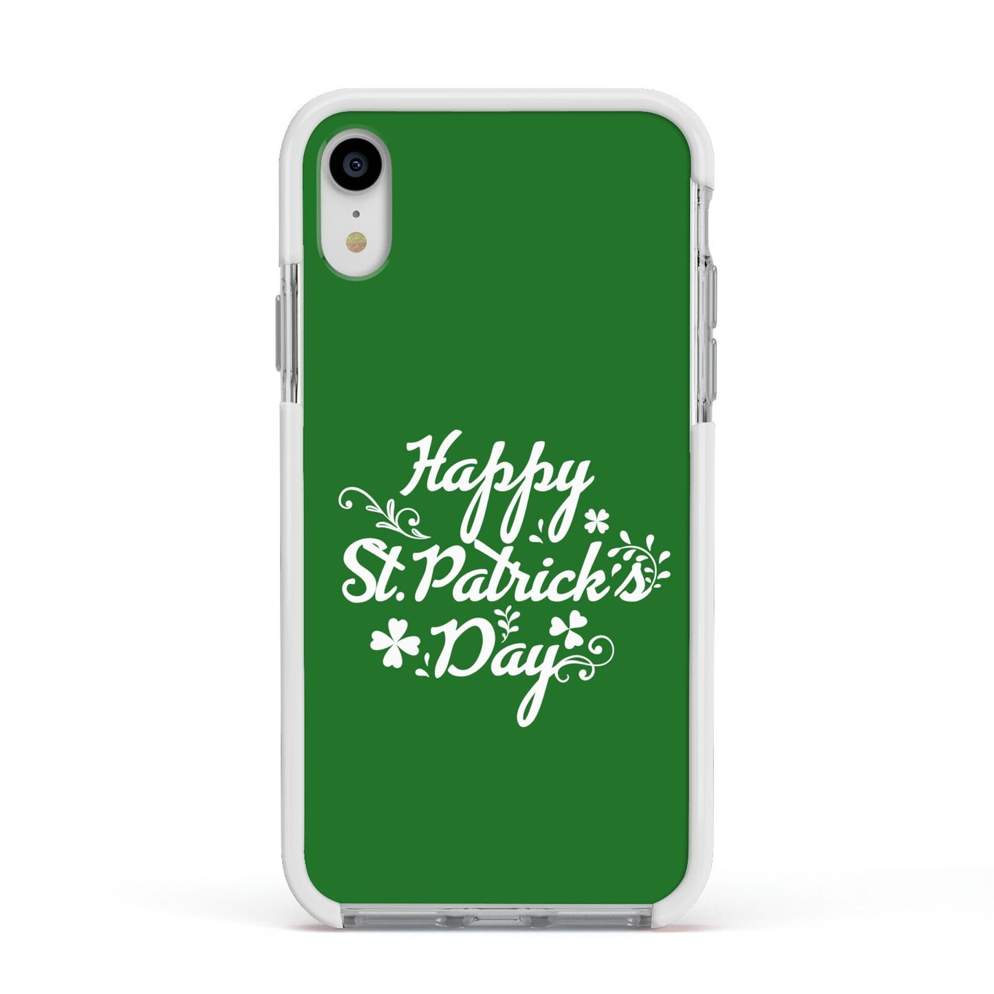 St Patricks Day Apple iPhone XR Impact Case White Edge on Silver Phone