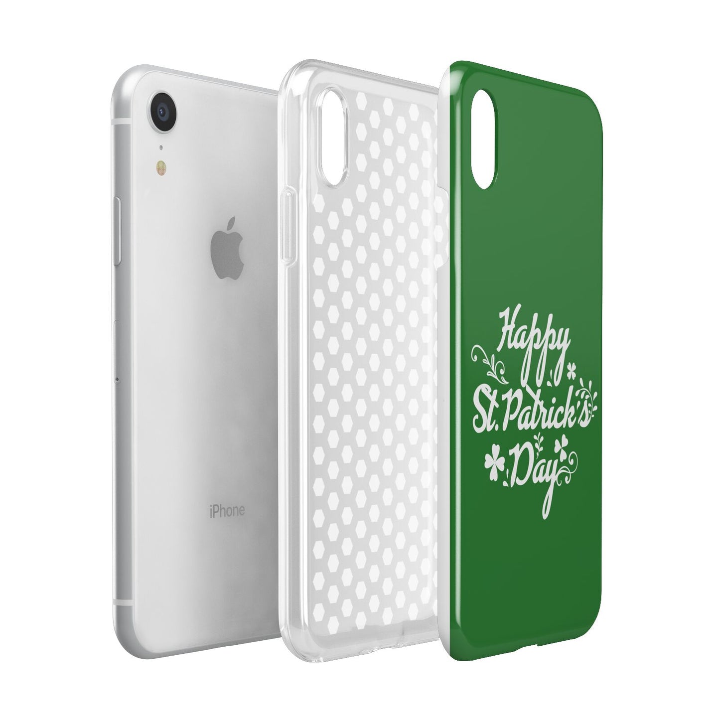 St Patricks Day Apple iPhone XR White 3D Tough Case Expanded view