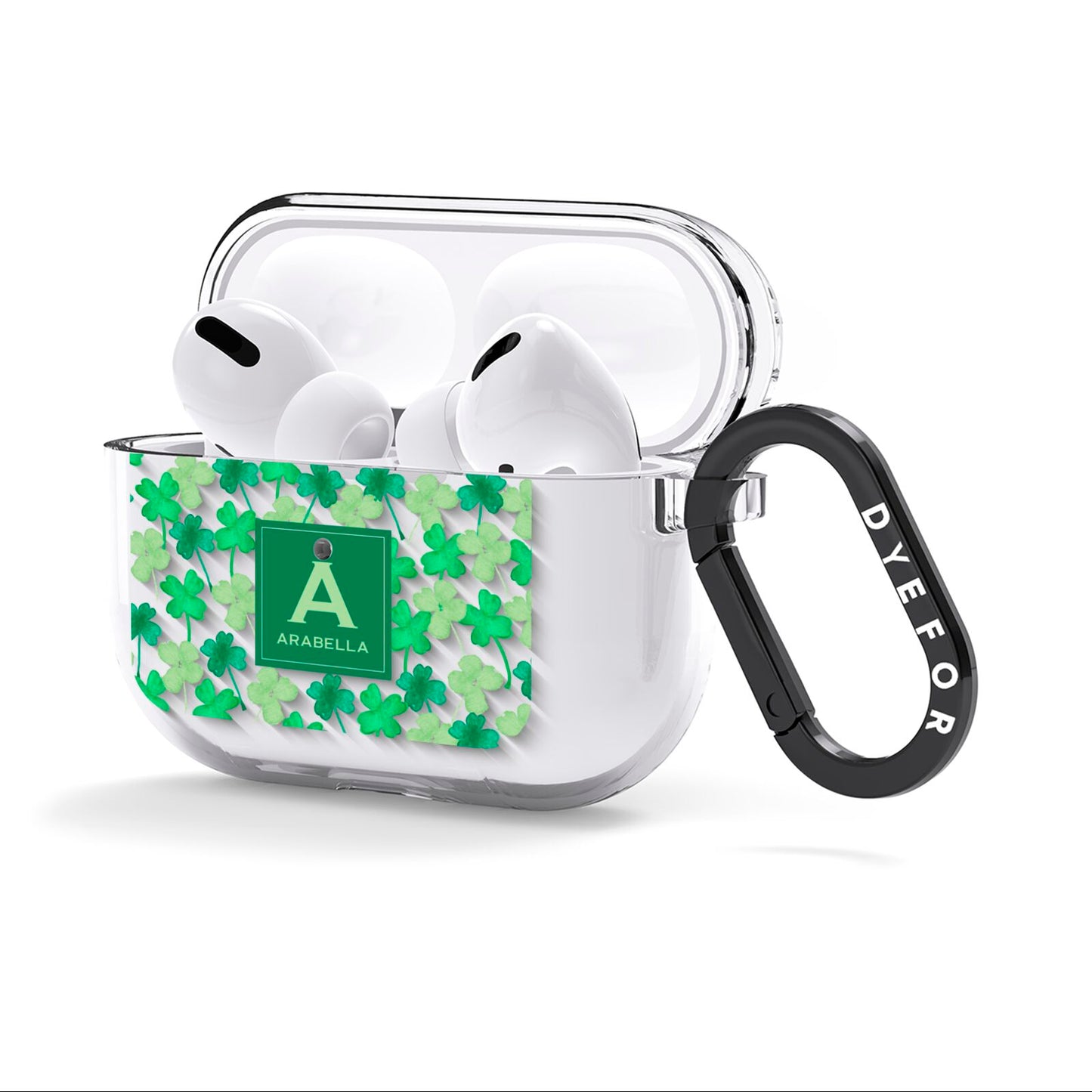 St Patricks Day Monogram AirPods Clear Case 3rd Gen Side Image