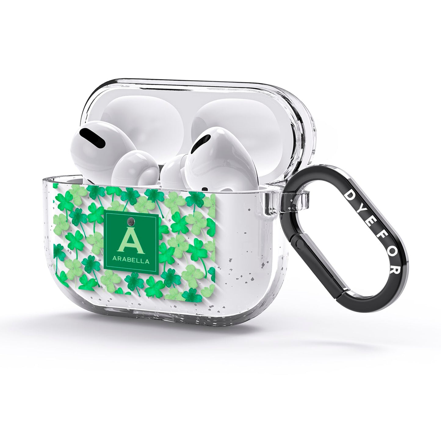 St Patricks Day Monogram AirPods Glitter Case 3rd Gen Side Image