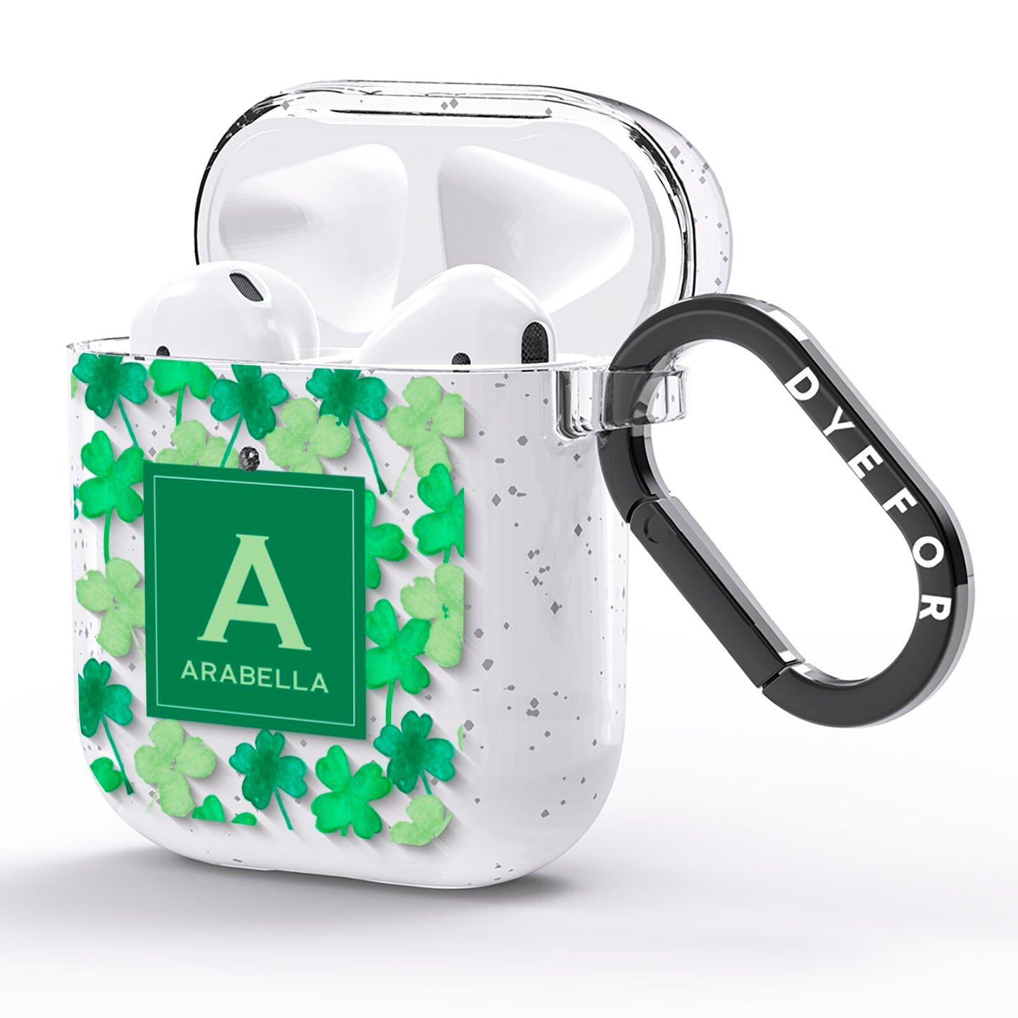 St Patricks Day Monogram AirPods Glitter Case Side Image