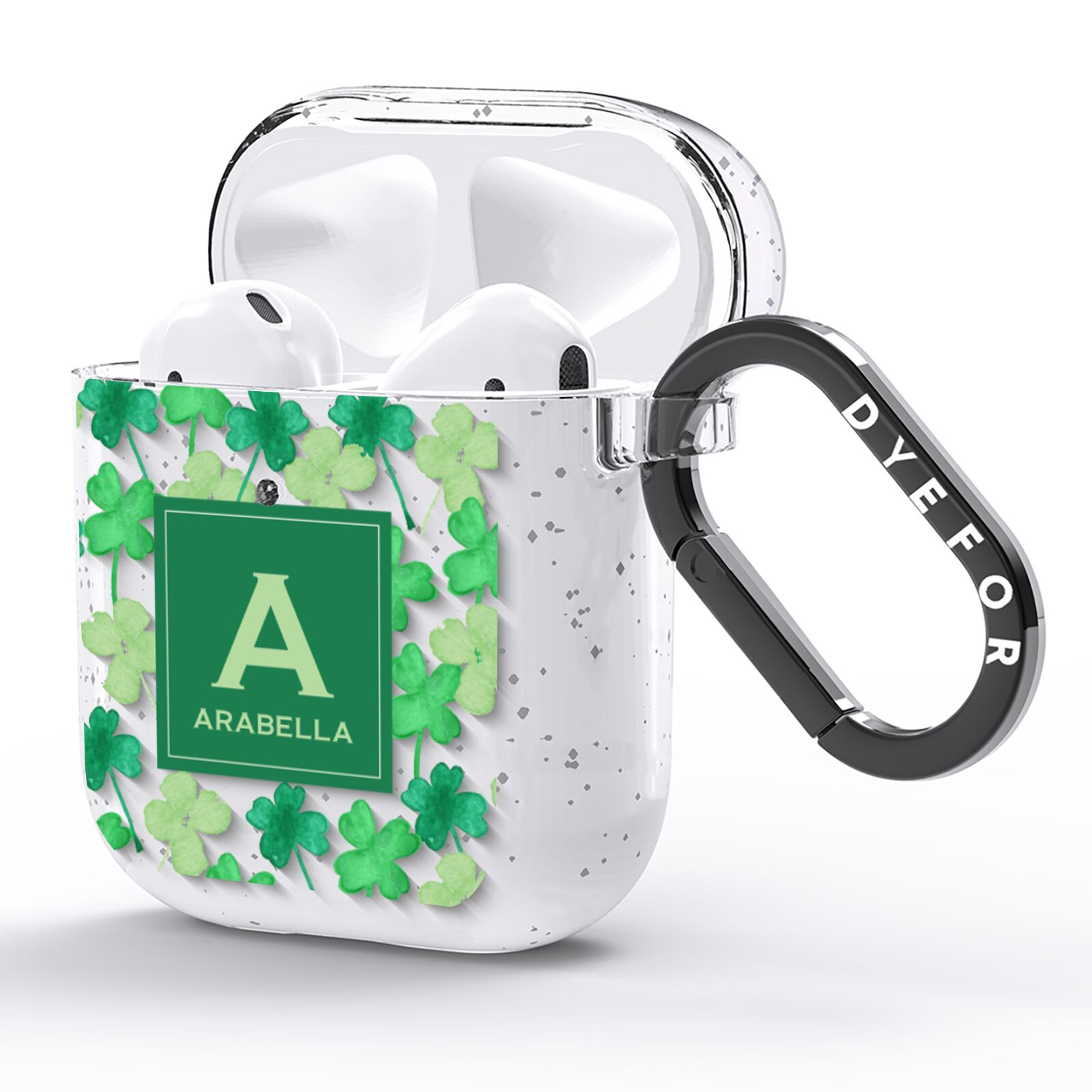 St Patricks Day Monogram AirPods Glitter Case Side Image