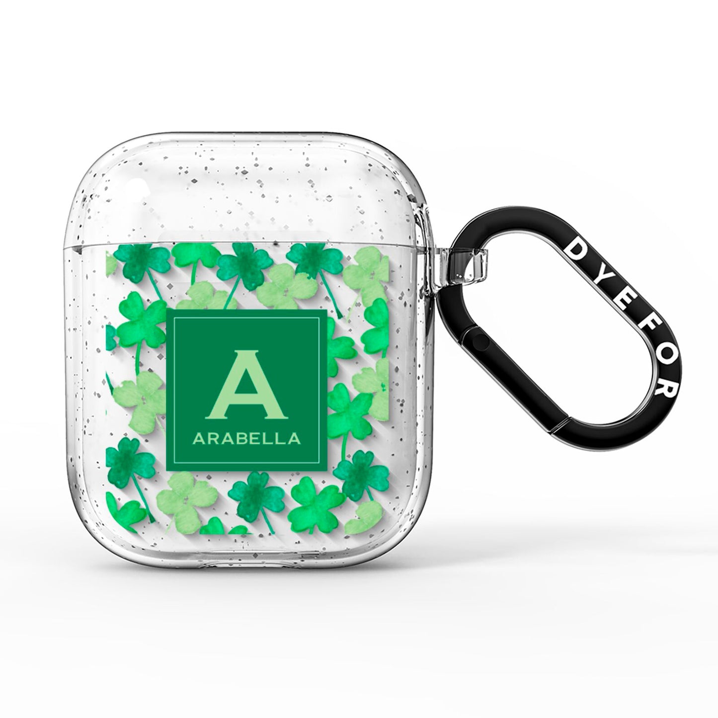 St Patricks Day Monogram AirPods Glitter Case