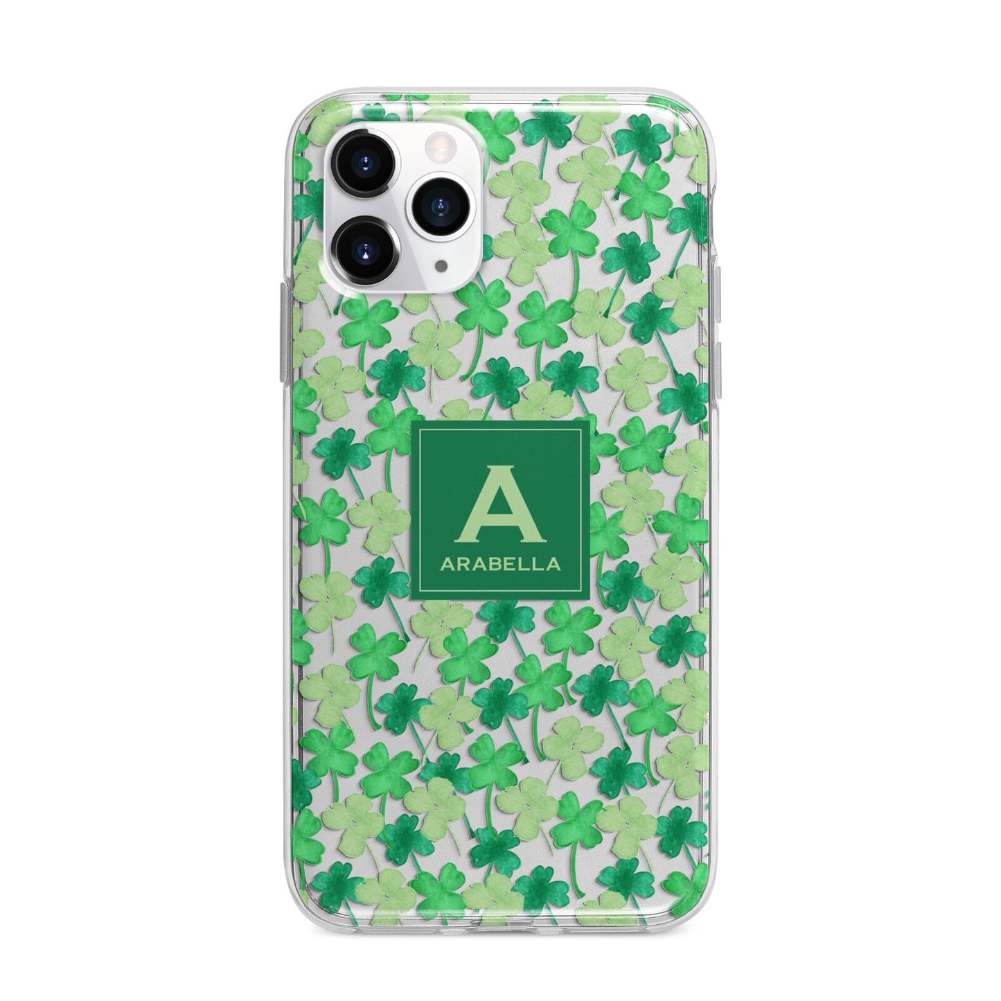 St Patricks Day Monogram Apple iPhone 11 Pro Max in Silver with Bumper Case