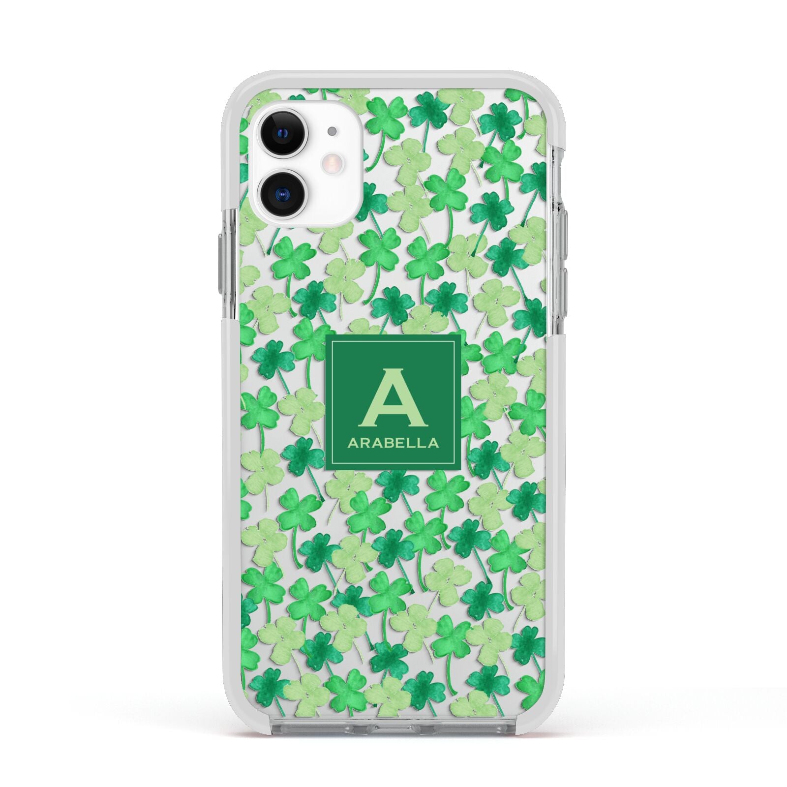 St Patricks Day Monogram Apple iPhone 11 in White with White Impact Case