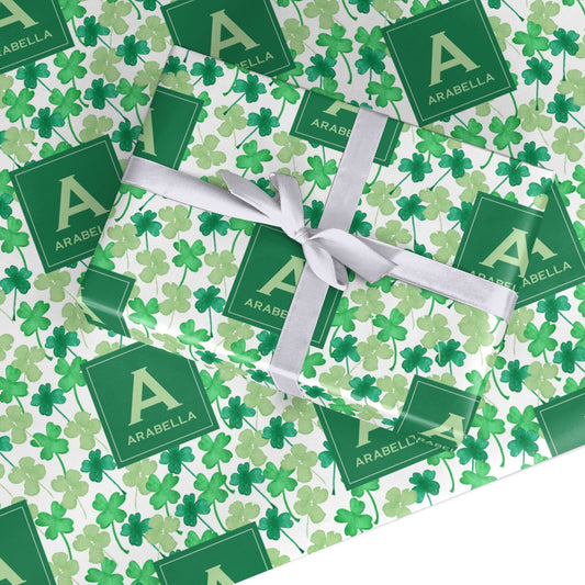 St Patricks Day Monogram Custom Wrapping Paper