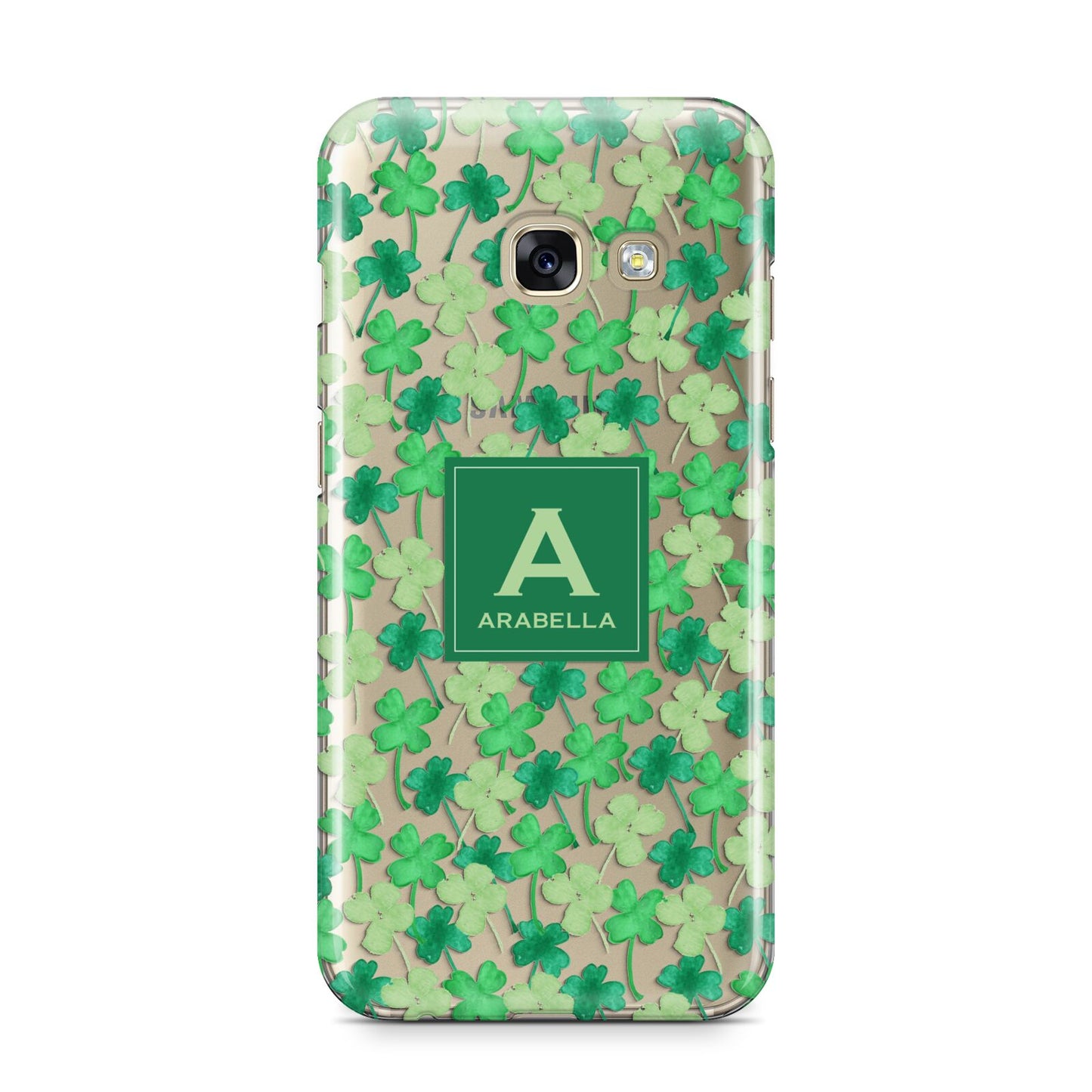 St Patricks Day Monogram Samsung Galaxy A3 2017 Case on gold phone
