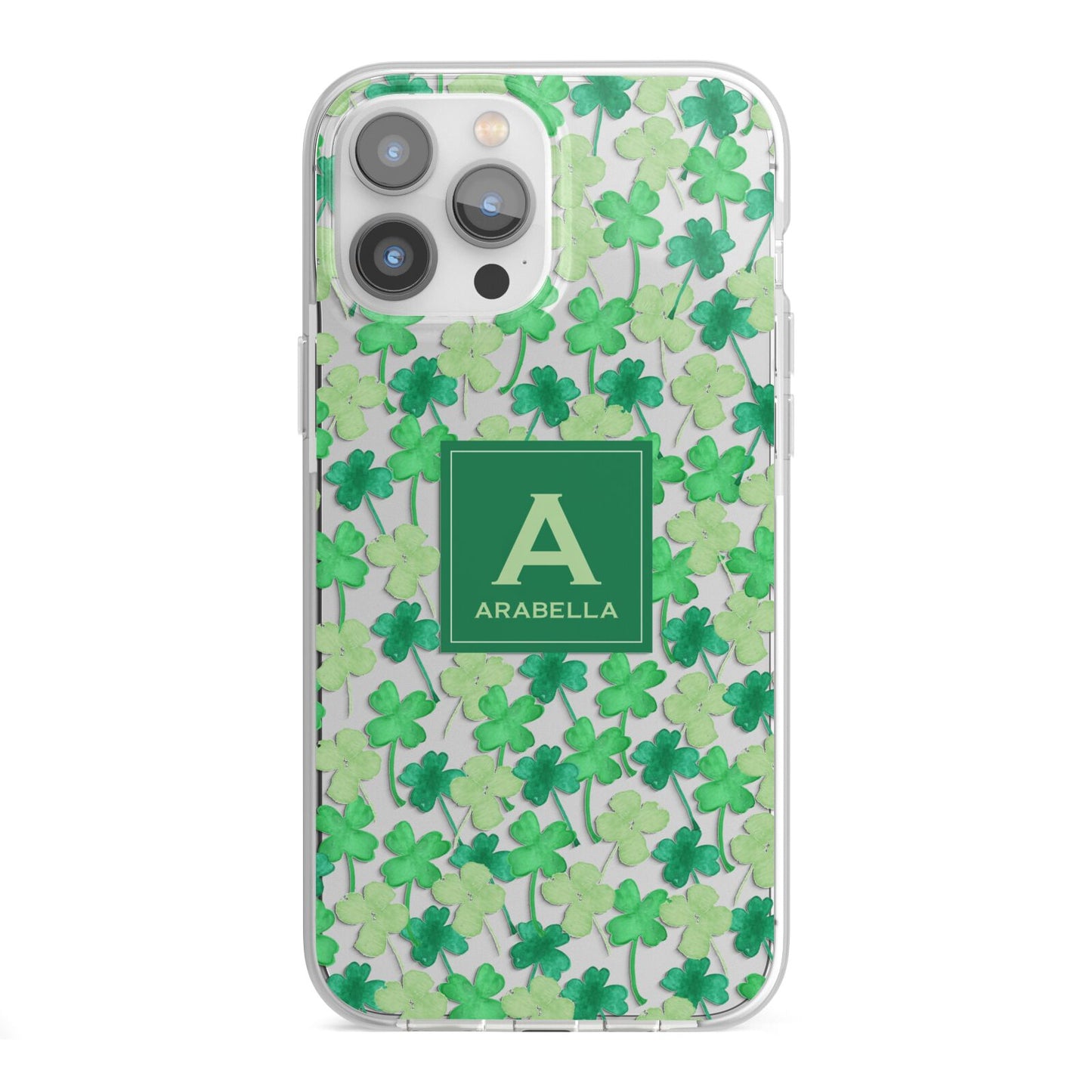 St Patricks Day Monogram iPhone 13 Pro Max TPU Impact Case with White Edges
