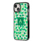 St Patricks Day Monogram iPhone 14 Black Impact Case Side Angle on Silver phone