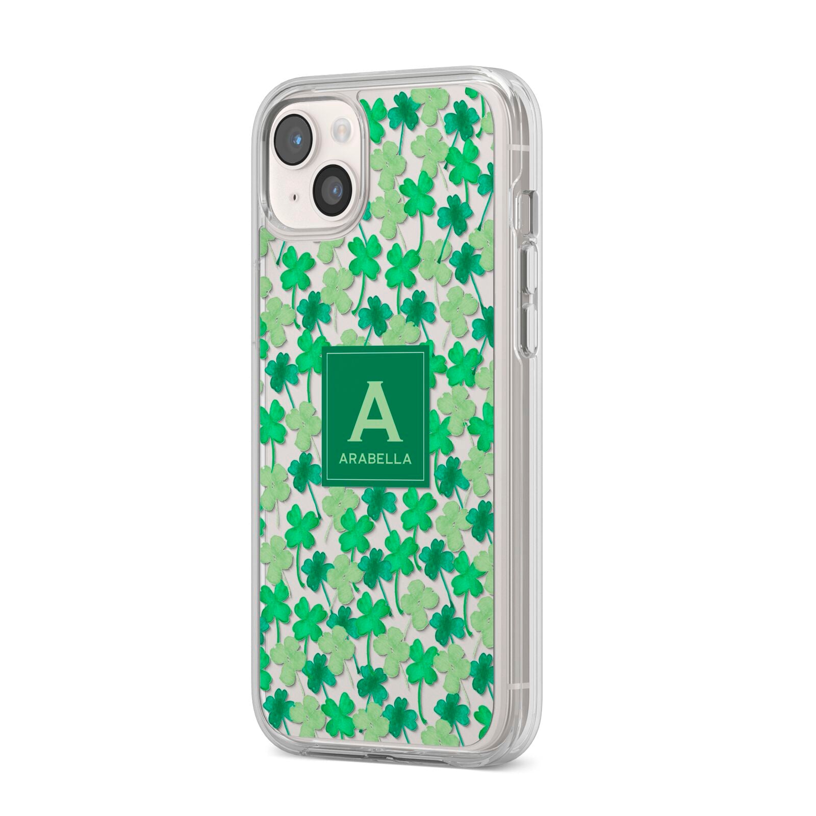 St Patricks Day Monogram iPhone 14 Plus Clear Tough Case Starlight Angled Image