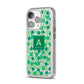 St Patricks Day Monogram iPhone 14 Pro Glitter Tough Case Silver Angled Image