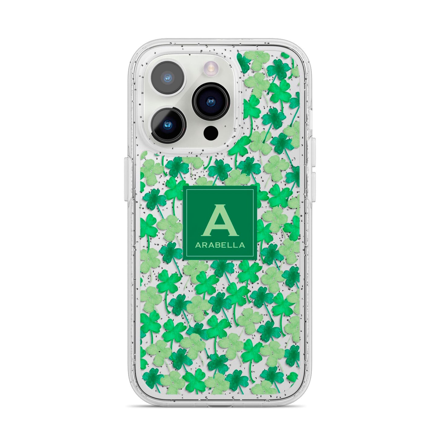 St Patricks Day Monogram iPhone 14 Pro Glitter Tough Case Silver