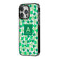 St Patricks Day Monogram iPhone 14 Pro Max Black Impact Case Side Angle on Silver phone