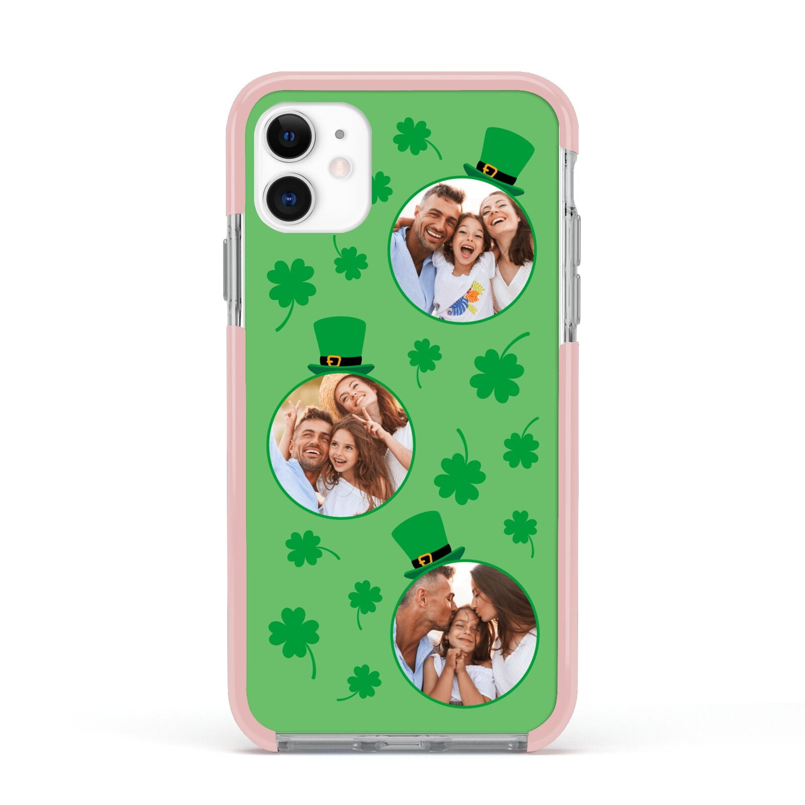 St Patricks Day Personalised Photo Apple iPhone 11 in White with Pink Impact Case