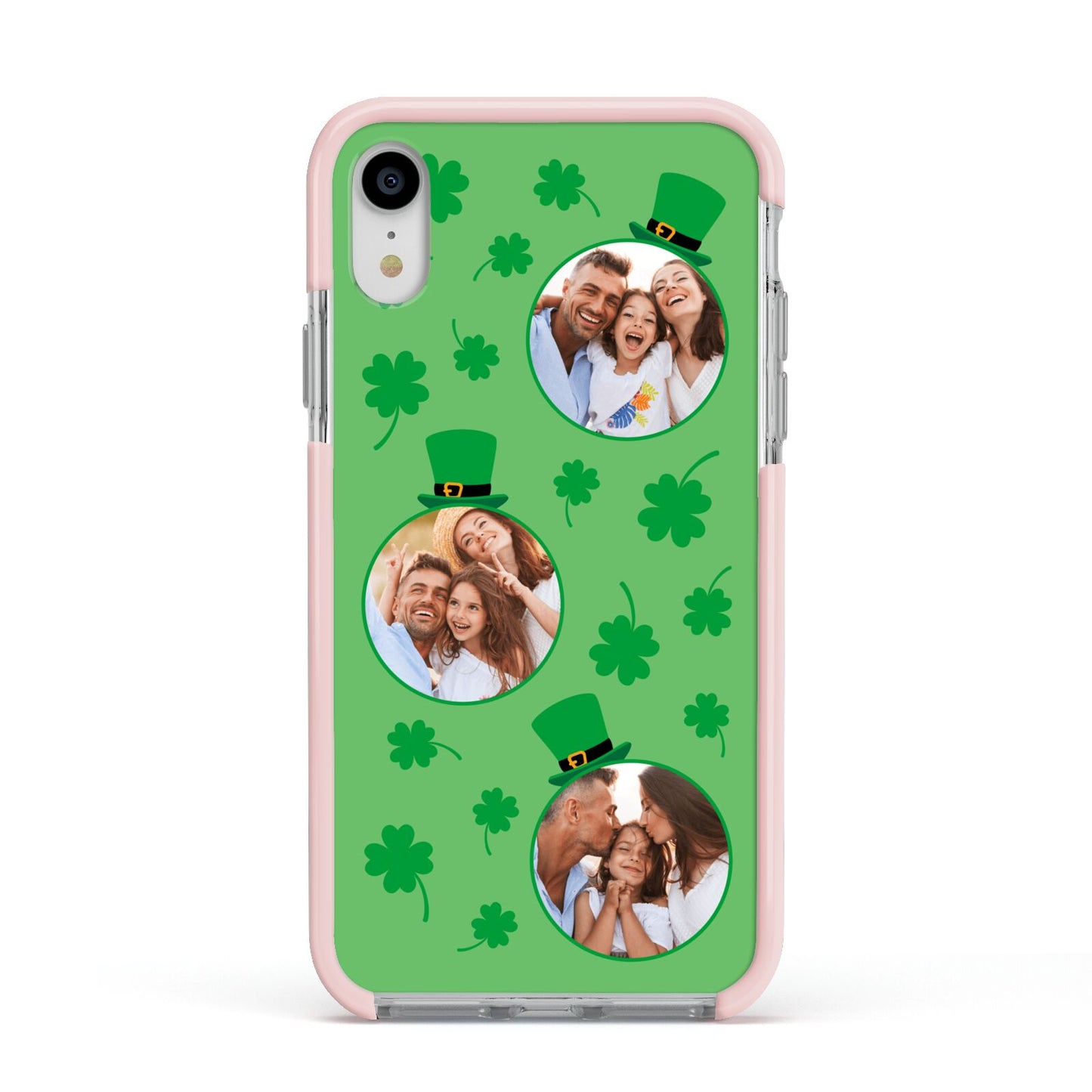St Patricks Day Personalised Photo Apple iPhone XR Impact Case Pink Edge on Silver Phone