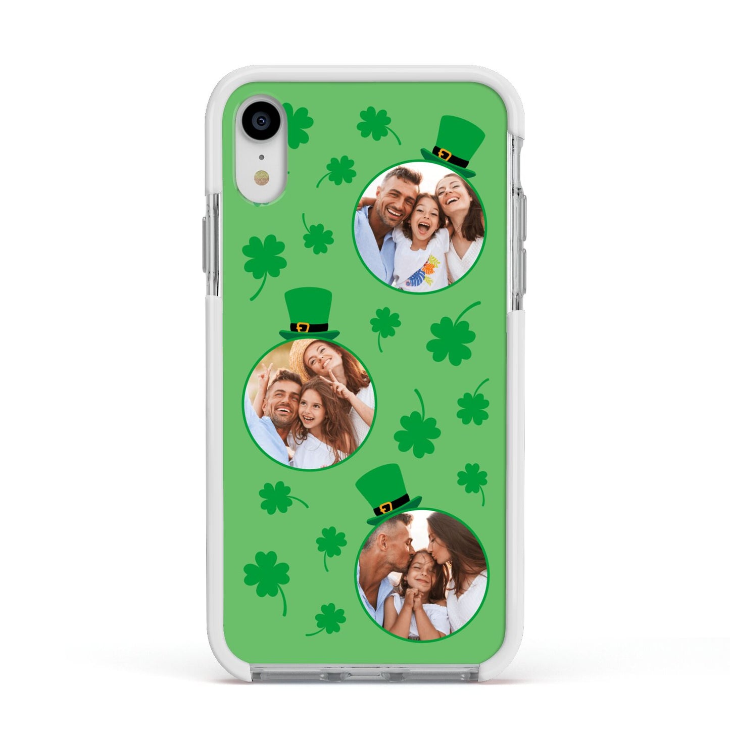 St Patricks Day Personalised Photo Apple iPhone XR Impact Case White Edge on Silver Phone