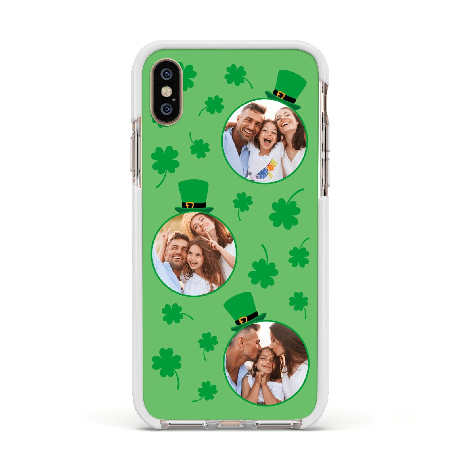 St Patricks Day Personalised Photo Apple iPhone Xs Impact Case White Edge on Gold Phone