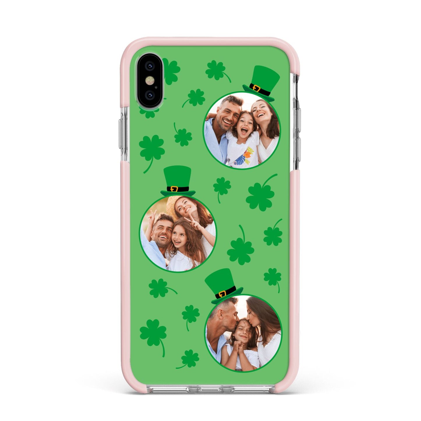 St Patricks Day Personalised Photo Apple iPhone Xs Max Impact Case Pink Edge on Silver Phone