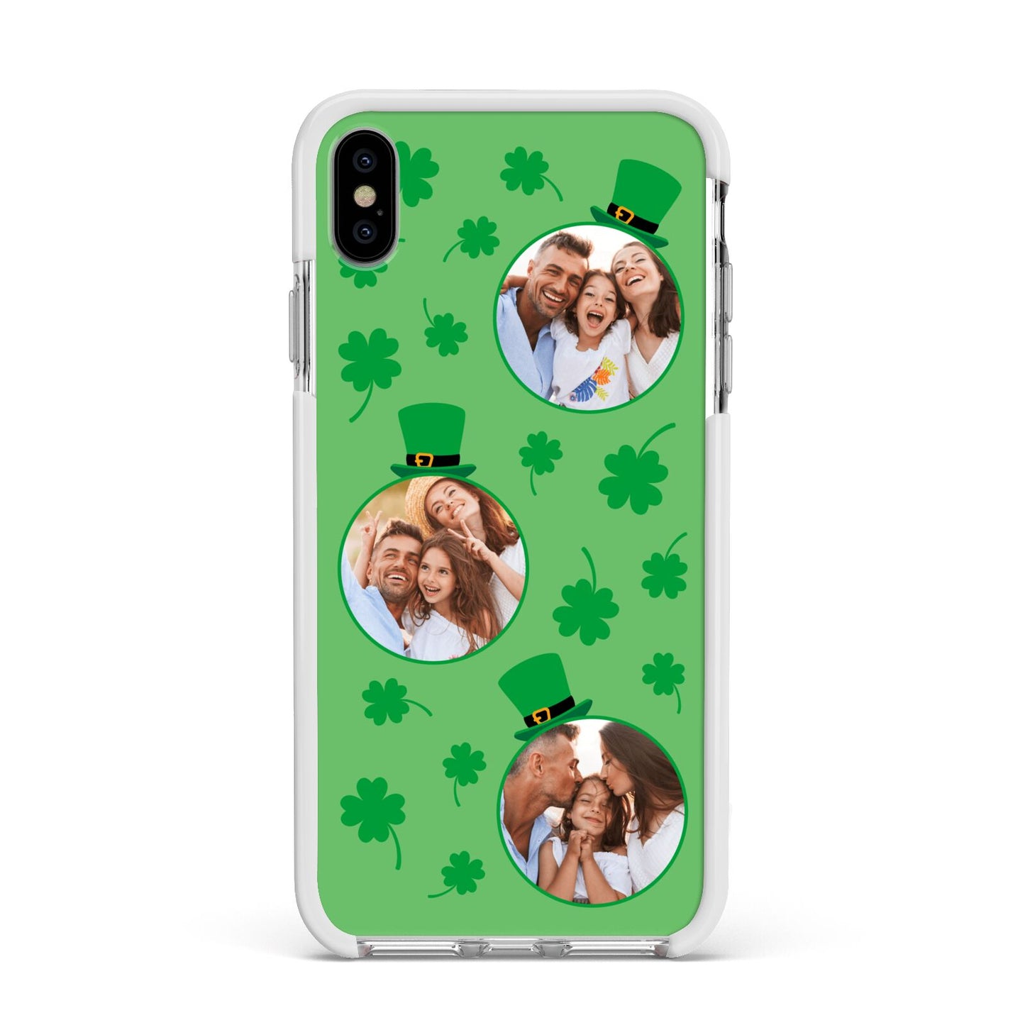 St Patricks Day Personalised Photo Apple iPhone Xs Max Impact Case White Edge on Silver Phone