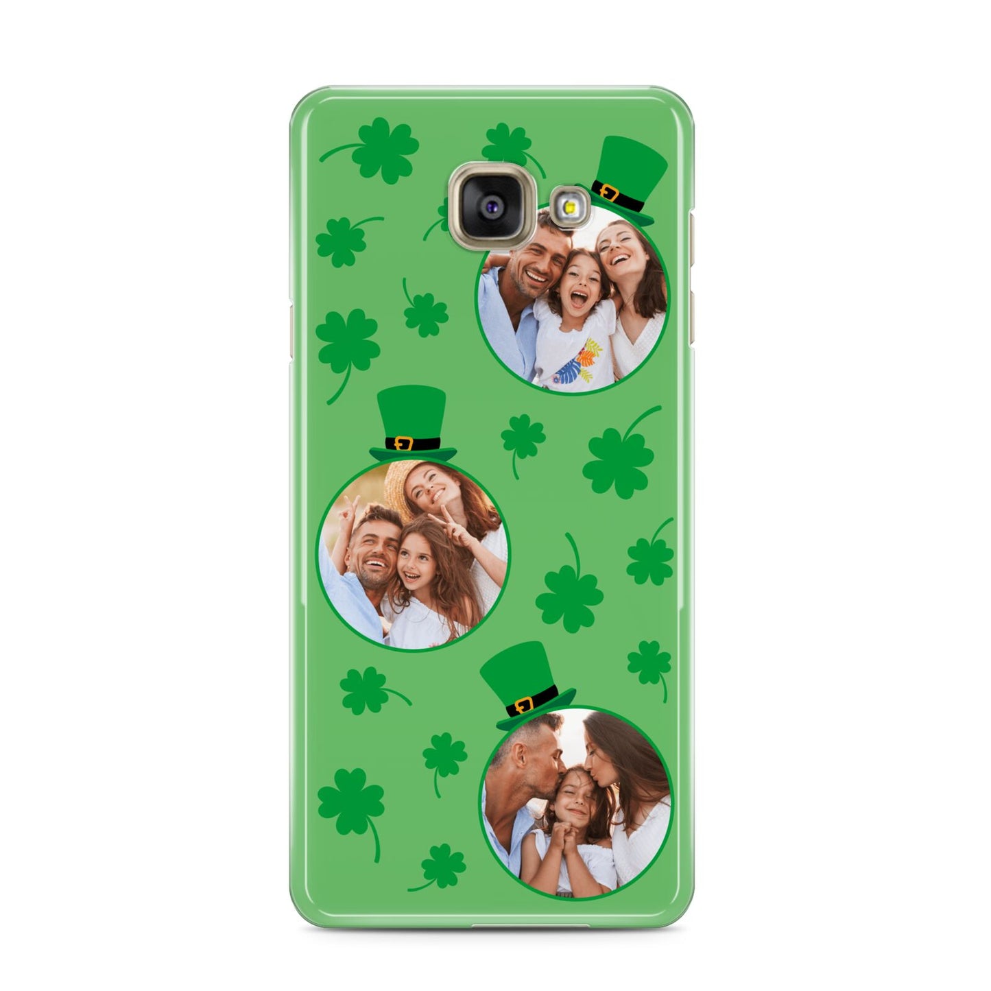 St Patricks Day Personalised Photo Samsung Galaxy A3 2016 Case on gold phone