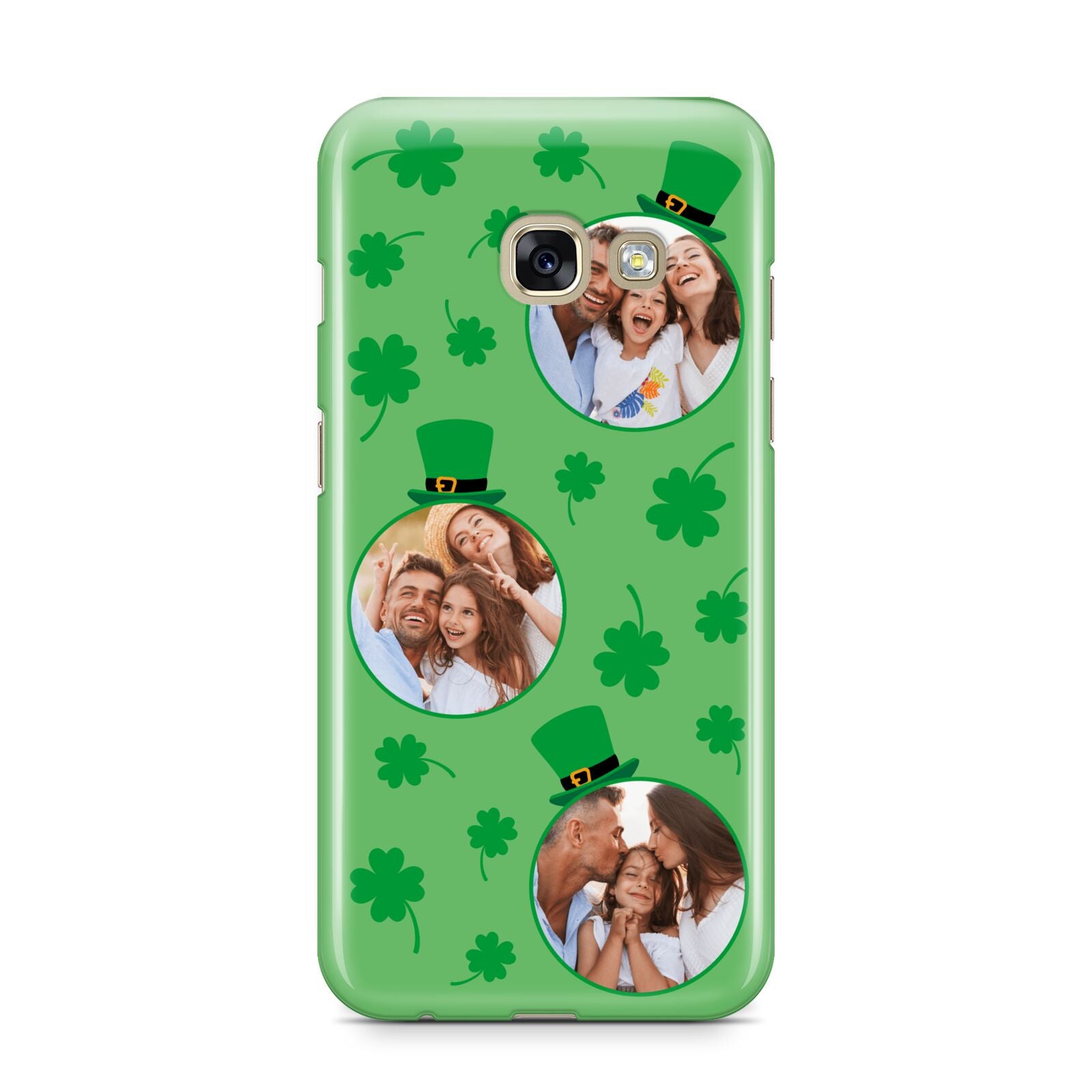St Patricks Day Personalised Photo Samsung Galaxy A3 2017 Case on gold phone