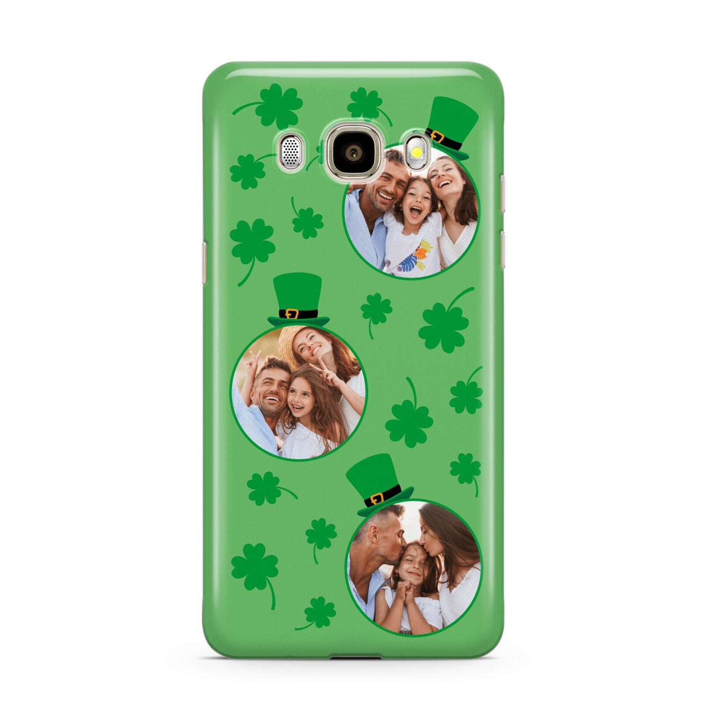 St Patricks Day Personalised Photo Samsung Galaxy J7 2016 Case on gold phone