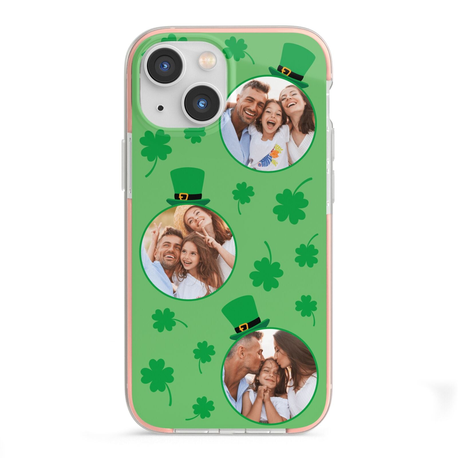 St Patricks Day Personalised Photo iPhone 13 Mini TPU Impact Case with Pink Edges