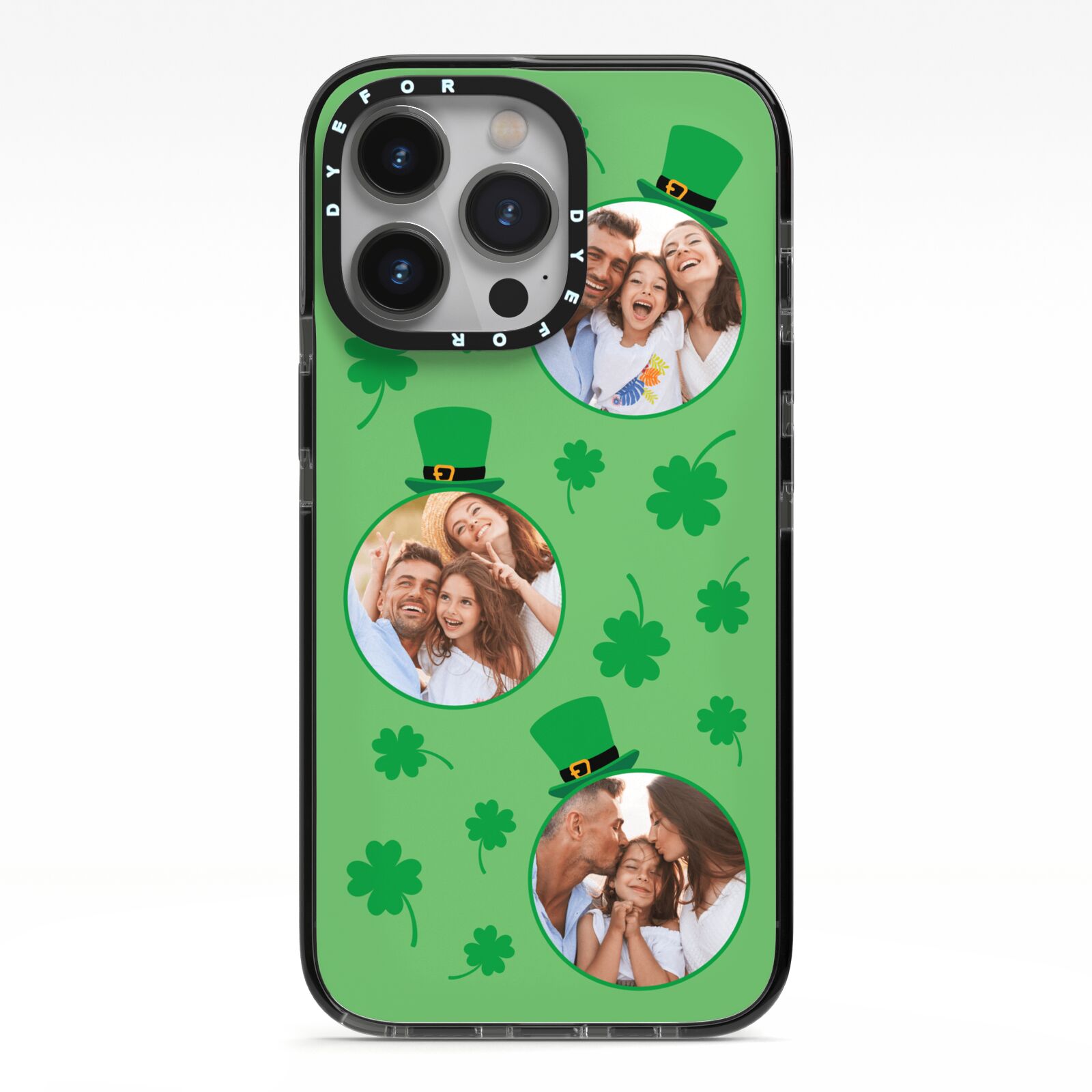 St Patricks Day Personalised Photo iPhone 13 Pro Black Impact Case on Silver phone
