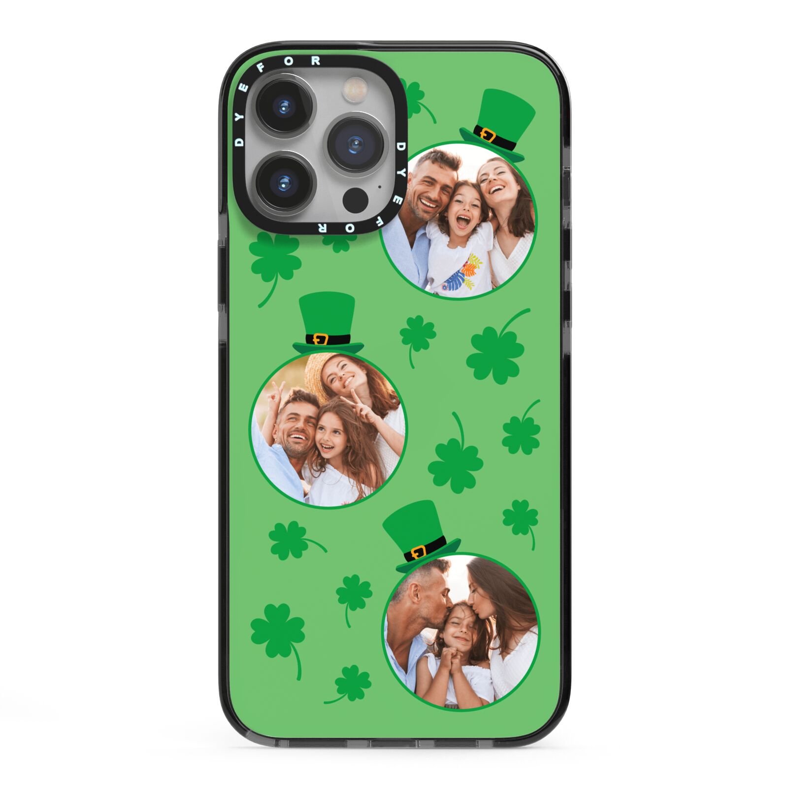 St Patricks Day Personalised Photo iPhone 13 Pro Max Black Impact Case on Silver phone