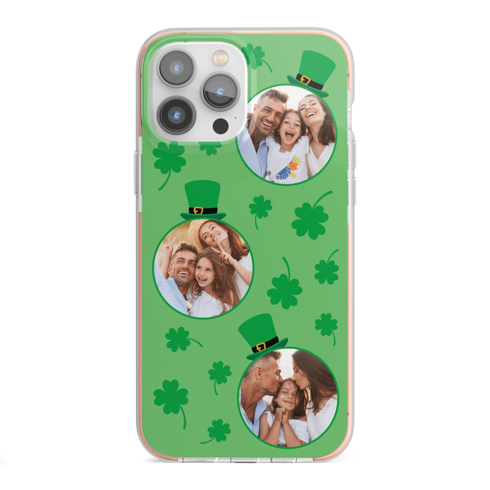 St Patricks Day Personalised Photo iPhone 13 Pro Max TPU Impact Case with Pink Edges
