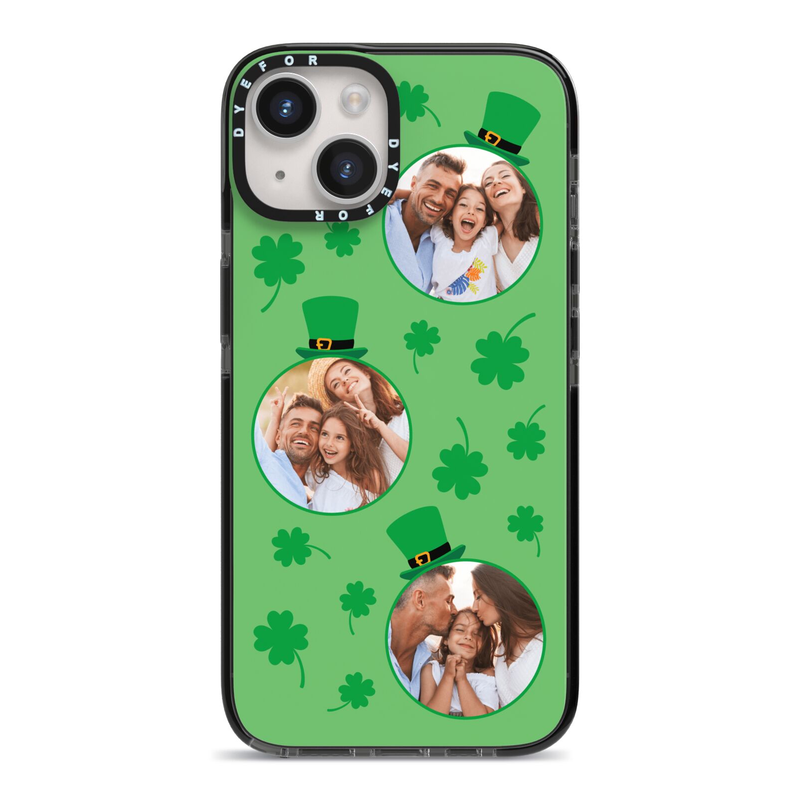 St Patricks Day Personalised Photo iPhone 14 Black Impact Case on Silver phone