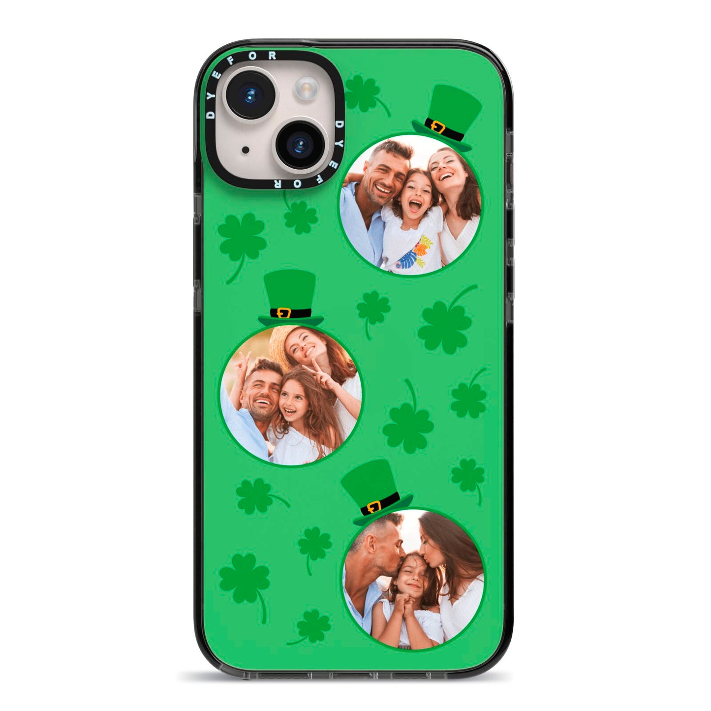 St Patricks Day Personalised Photo iPhone 14 Plus Black Impact Case on Silver phone