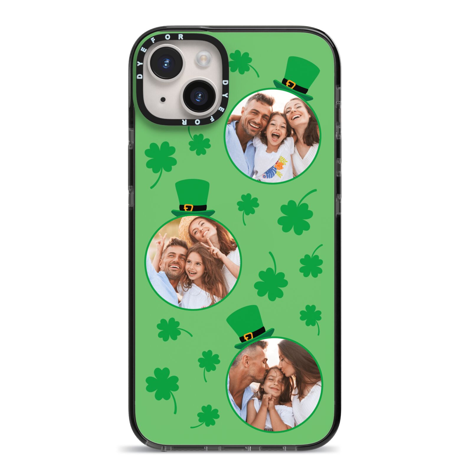 St Patricks Day Personalised Photo iPhone 14 Plus Black Impact Case on Silver phone