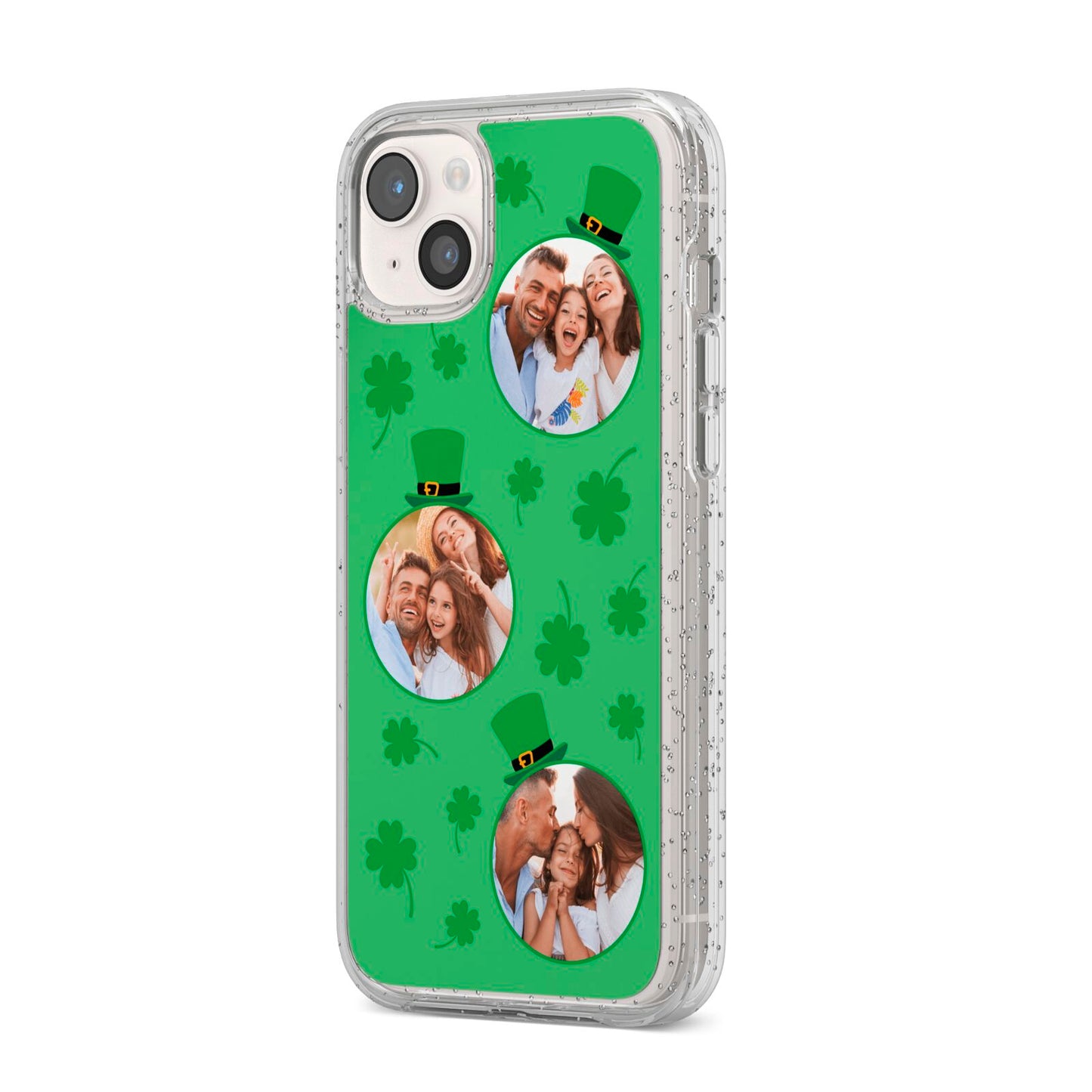 St Patricks Day Personalised Photo iPhone 14 Plus Glitter Tough Case Starlight Angled Image