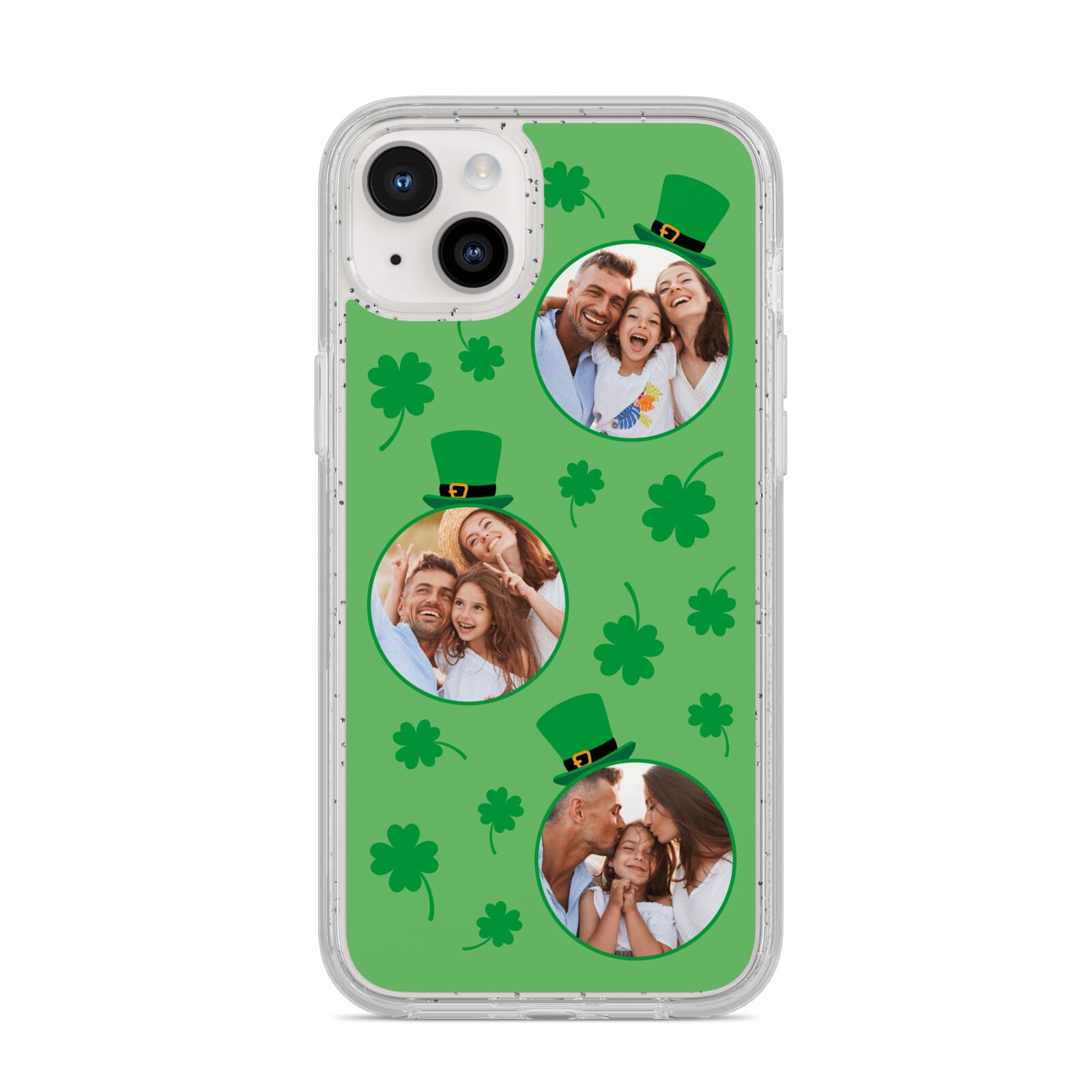 St Patricks Day Personalised Photo iPhone 14 Plus Glitter Tough Case Starlight