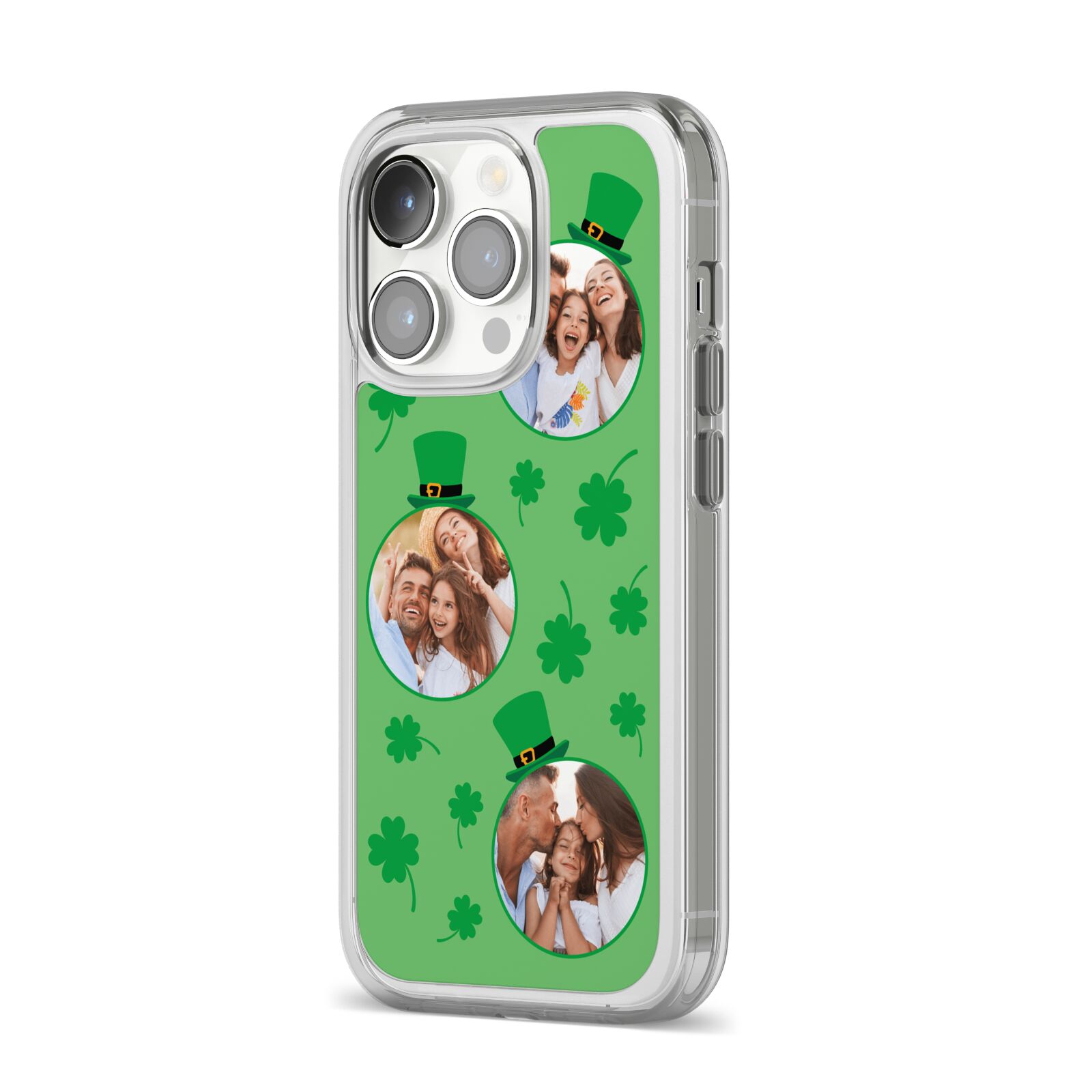 St Patricks Day Personalised Photo iPhone 14 Pro Clear Tough Case Silver Angled Image