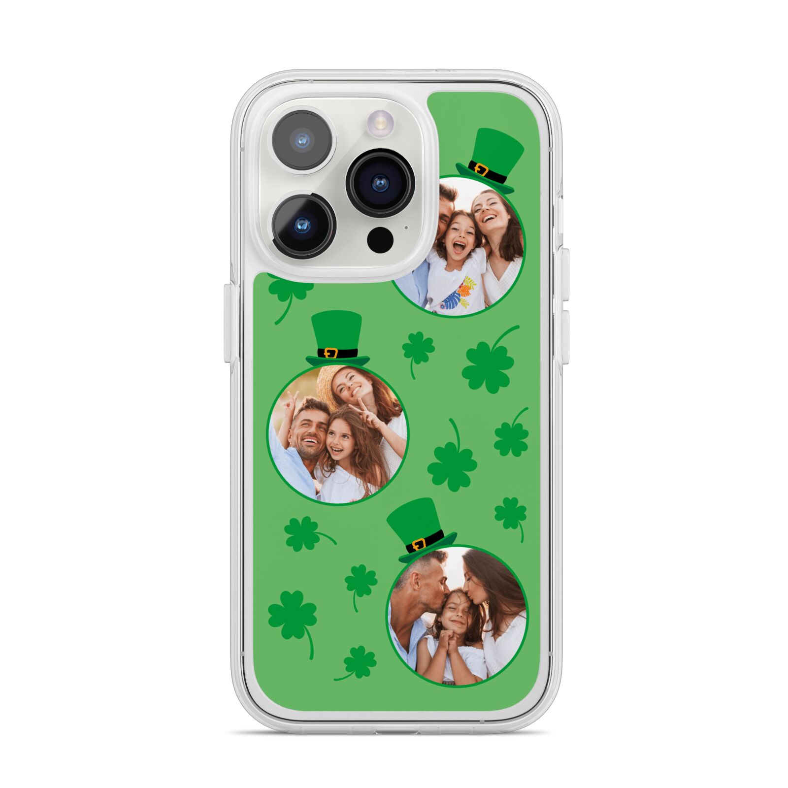 St Patricks Day Personalised Photo iPhone 14 Pro Clear Tough Case Silver