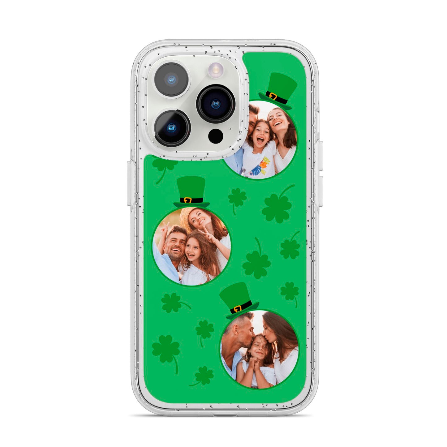 St Patricks Day Personalised Photo iPhone 14 Pro Glitter Tough Case Silver