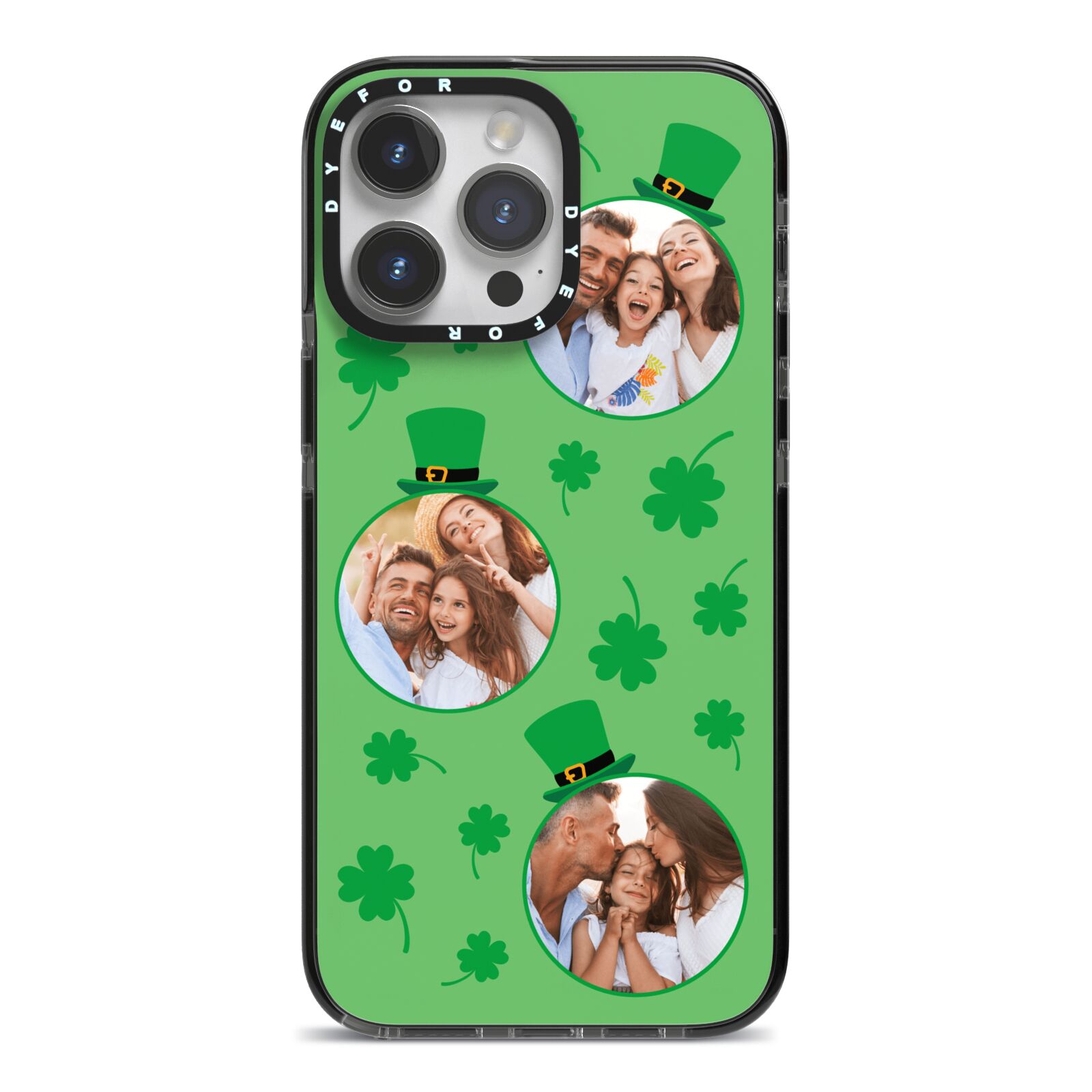 St Patricks Day Personalised Photo iPhone 14 Pro Max Black Impact Case on Silver phone