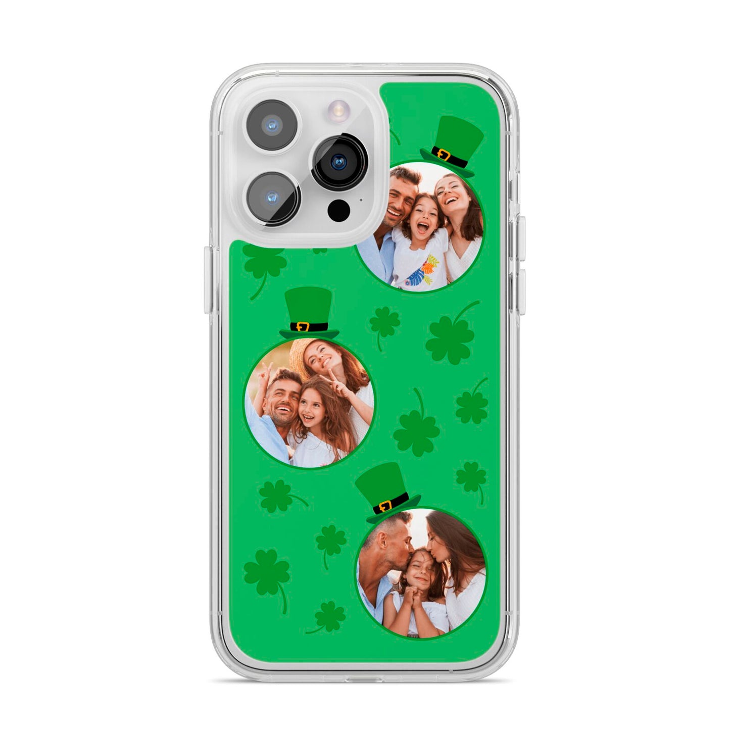 St Patricks Day Personalised Photo iPhone 14 Pro Max Clear Tough Case Silver