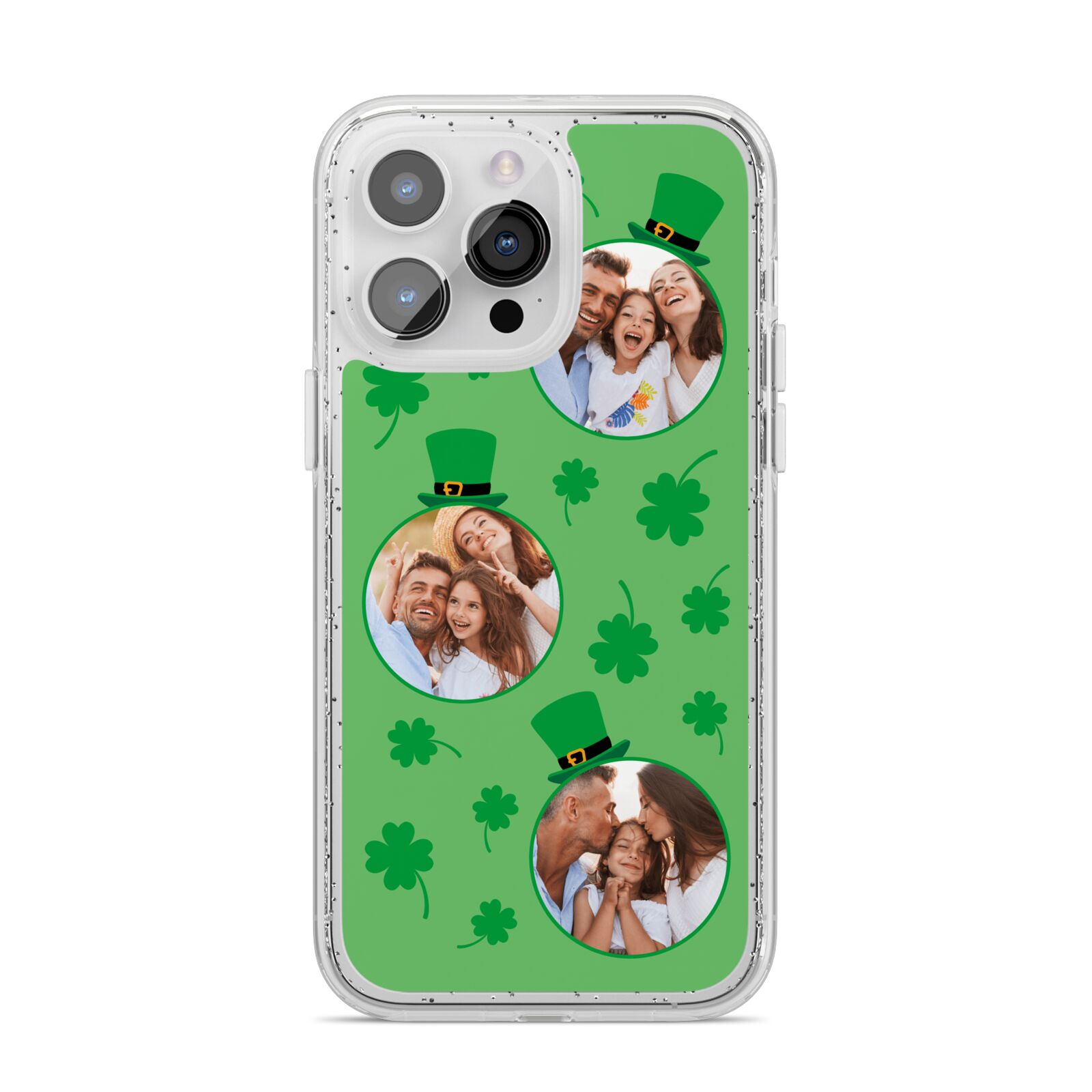 St Patricks Day Personalised Photo iPhone 14 Pro Max Glitter Tough Case Silver