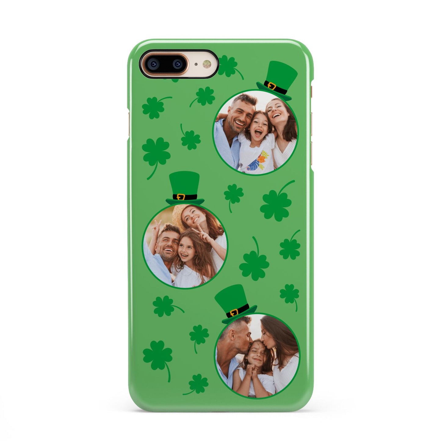 St Patricks Day Personalised Photo iPhone 8 Plus 3D Snap Case on Gold Phone