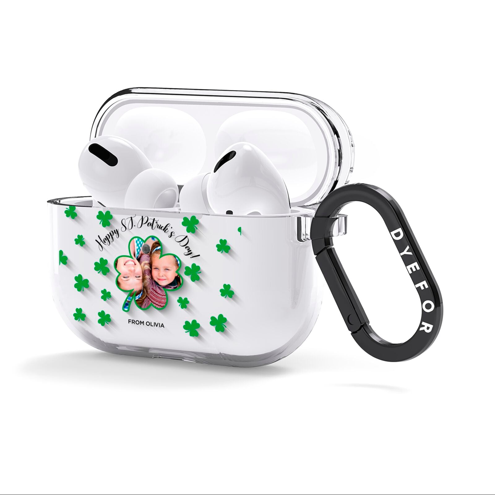St Patricks Day Photo Upload AirPods Clear Case 3rd Gen Side Image