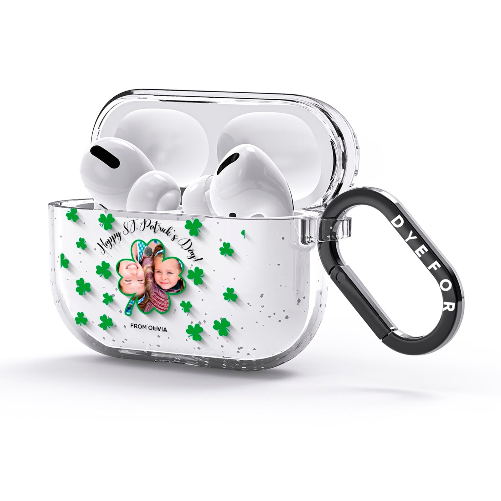 St Patricks Day Photo Upload AirPods Glitter Case 3rd Gen Side Image